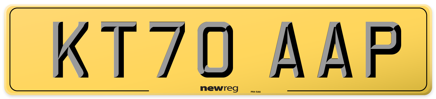KT70 AAP Rear Number Plate