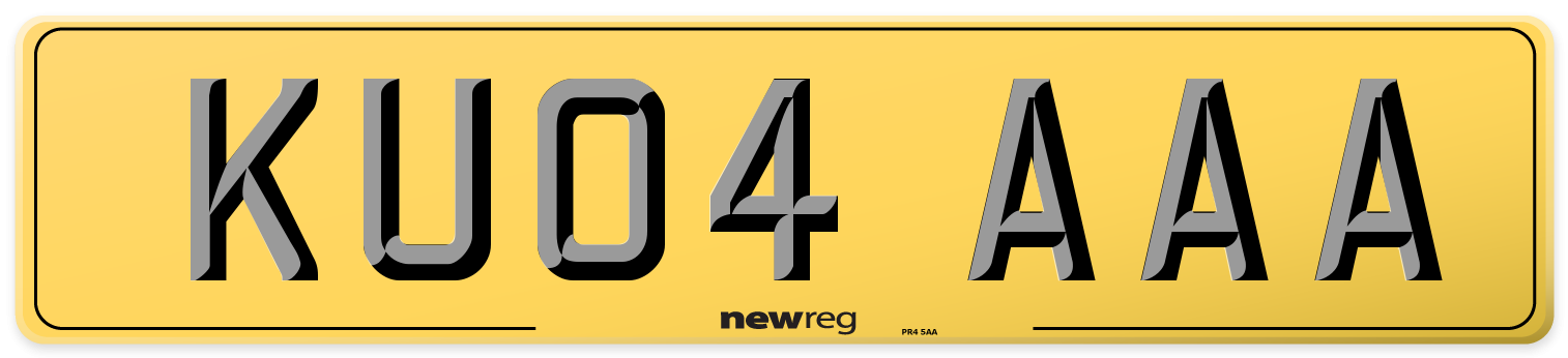 KU04 AAA Rear Number Plate