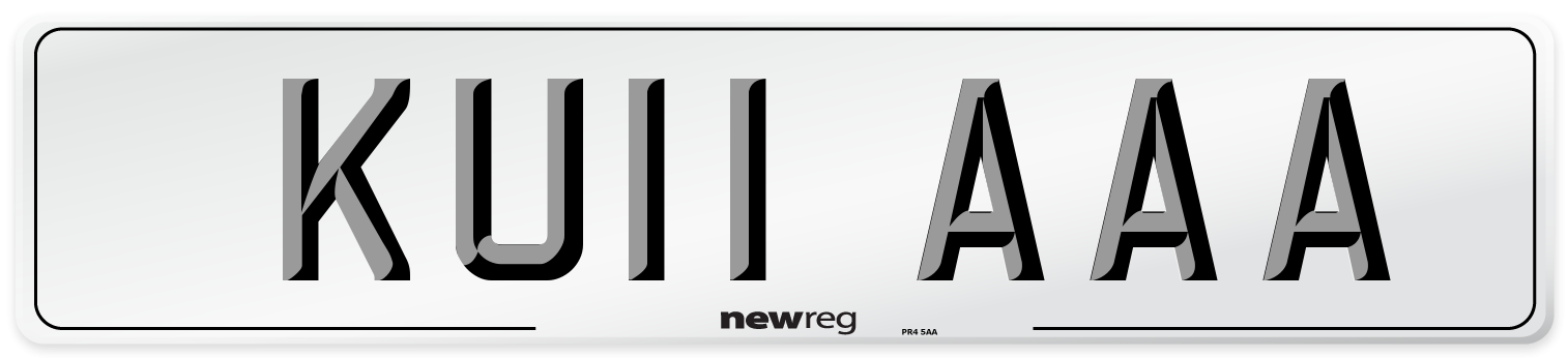 KU11 AAA Front Number Plate
