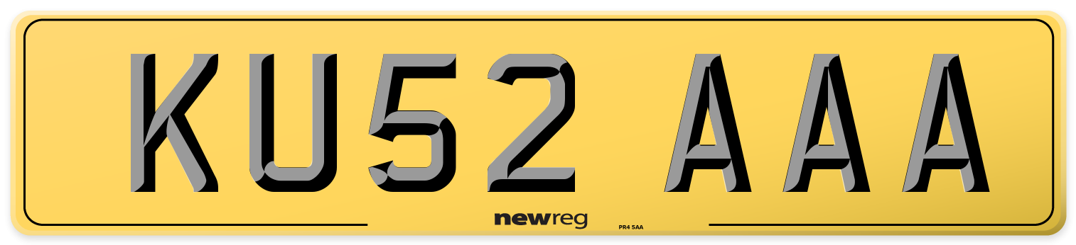 KU52 AAA Rear Number Plate