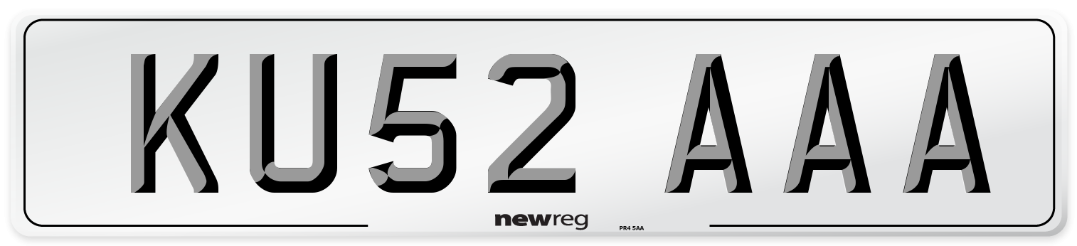 KU52 AAA Front Number Plate