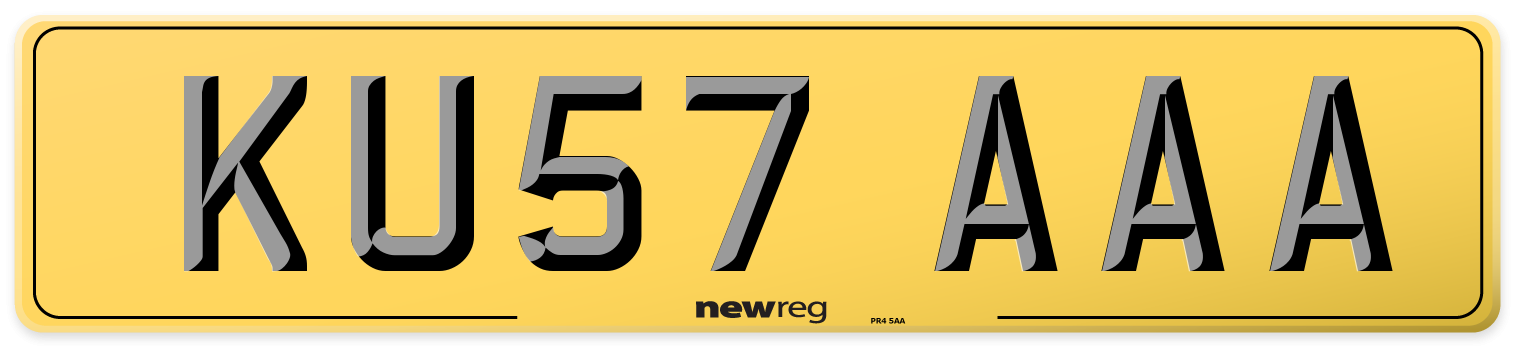 KU57 AAA Rear Number Plate