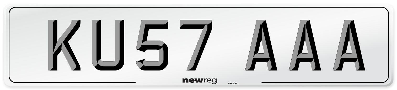 KU57 AAA Front Number Plate