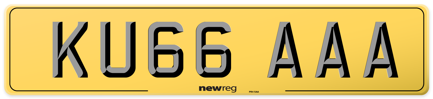 KU66 AAA Rear Number Plate