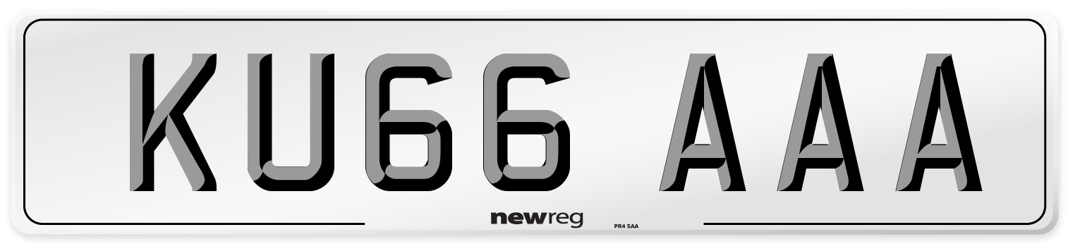 KU66 AAA Front Number Plate