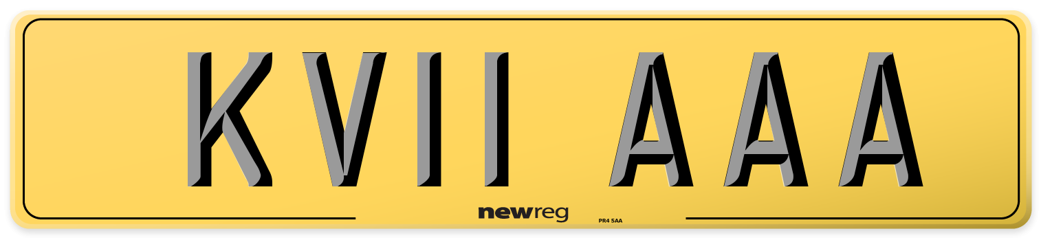 KV11 AAA Rear Number Plate