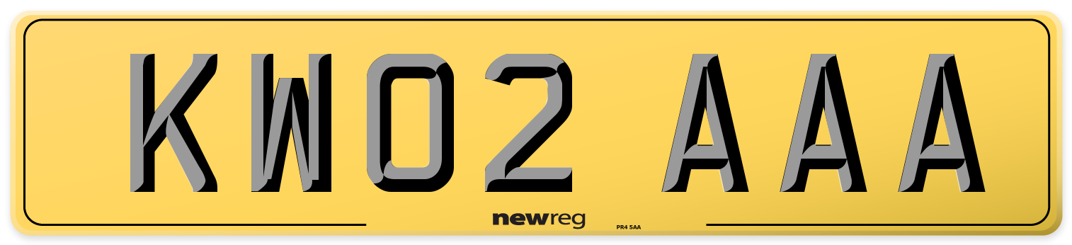 KW02 AAA Rear Number Plate