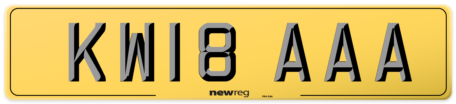 KW18 AAA Rear Number Plate