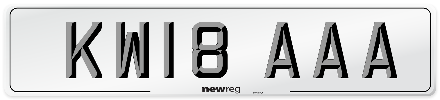 KW18 AAA Front Number Plate