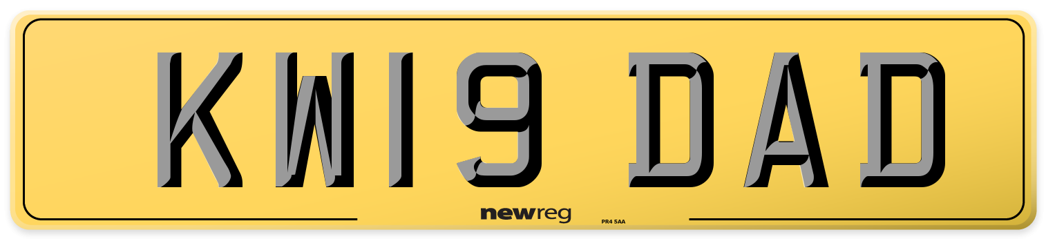 KW19 DAD Rear Number Plate