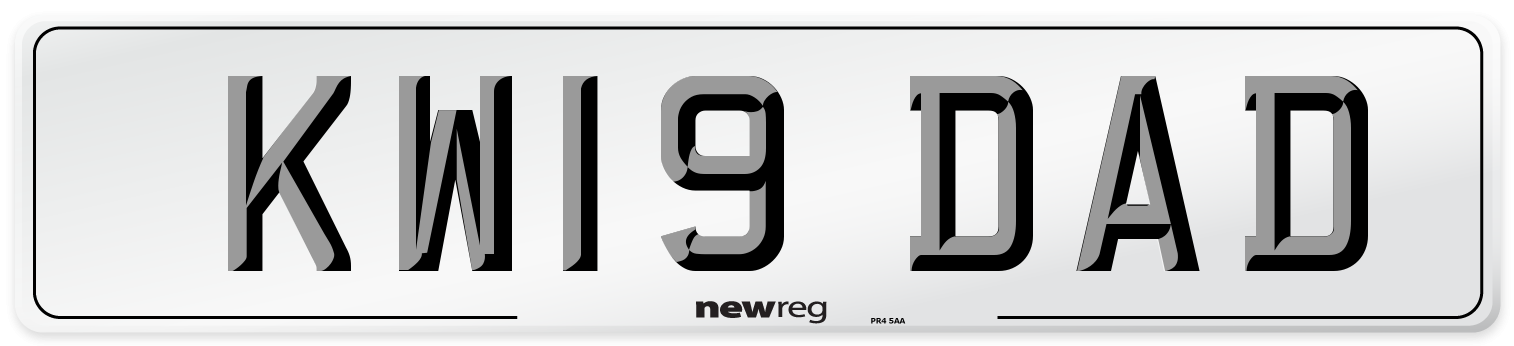 KW19 DAD Front Number Plate