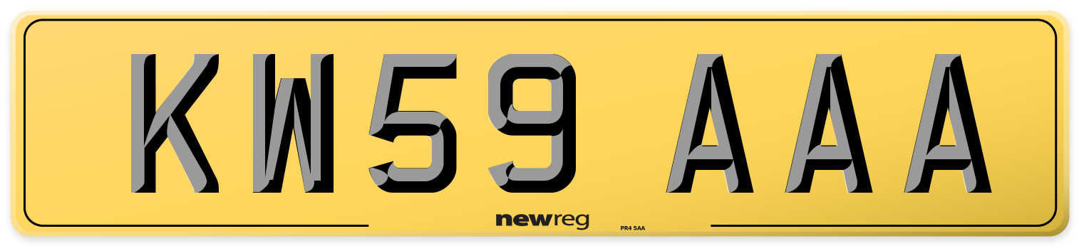 KW59 AAA Rear Number Plate