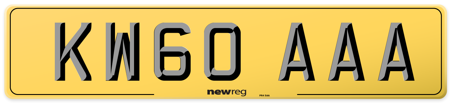 KW60 AAA Rear Number Plate