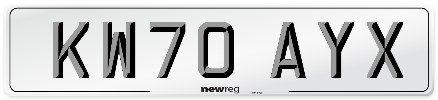 KW70 AYX Front Number Plate
