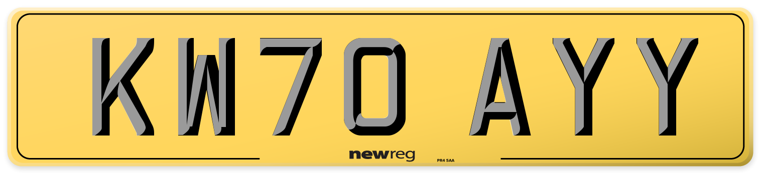 KW70 AYY Rear Number Plate