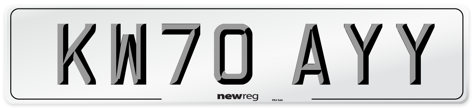 KW70 AYY Front Number Plate