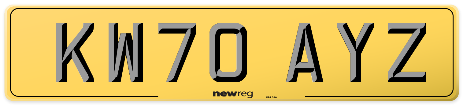 KW70 AYZ Rear Number Plate