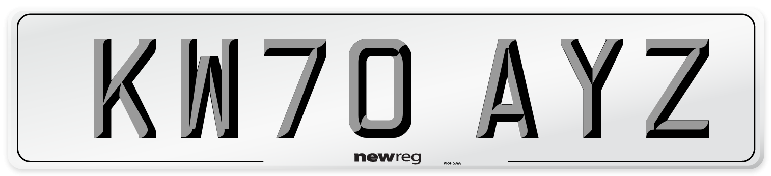 KW70 AYZ Front Number Plate