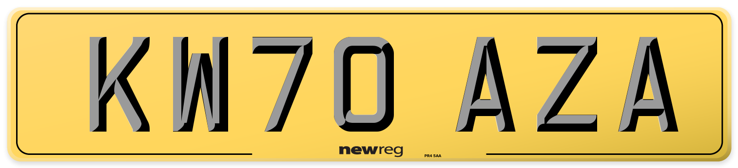 KW70 AZA Rear Number Plate