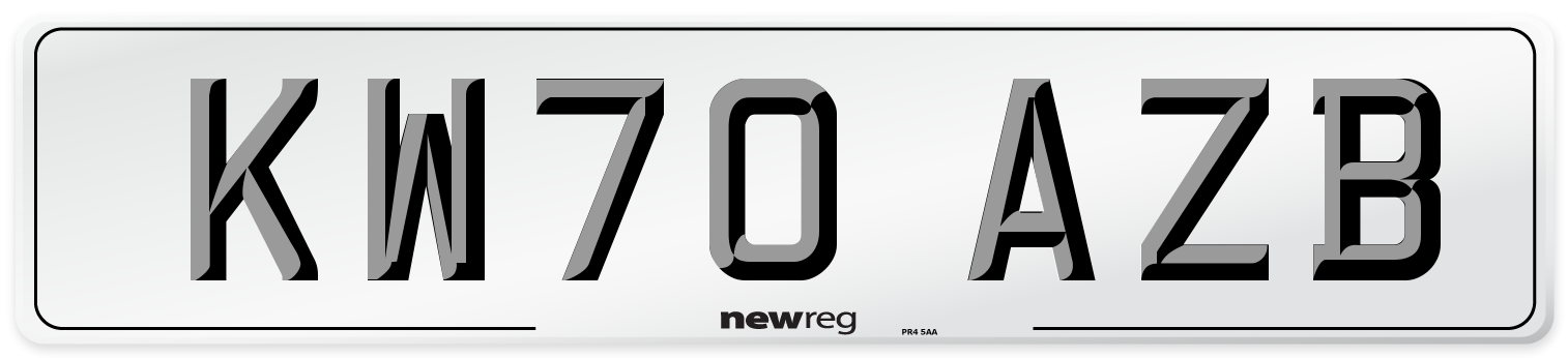 KW70 AZB Front Number Plate