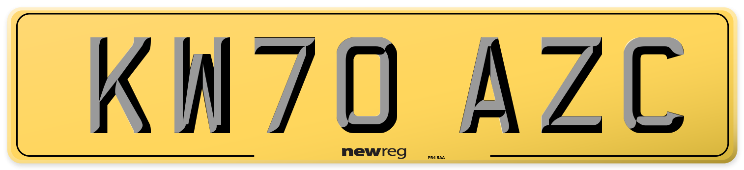 KW70 AZC Rear Number Plate