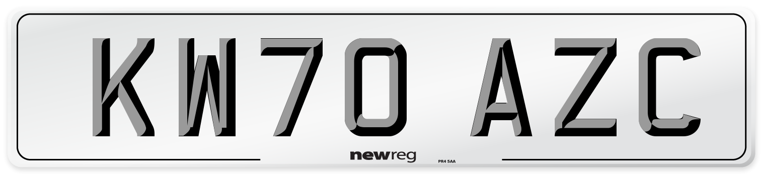 KW70 AZC Front Number Plate