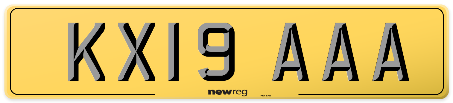 KX19 AAA Rear Number Plate