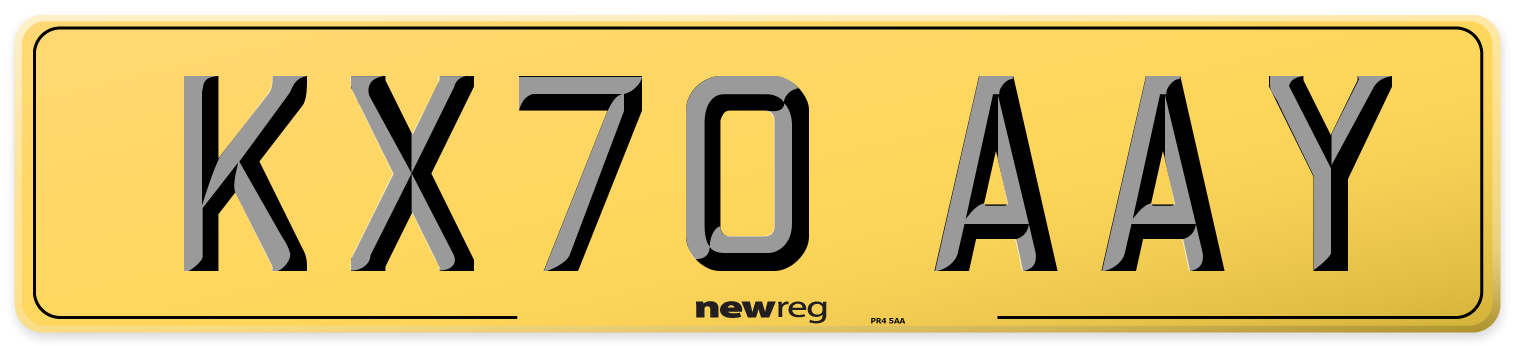 KX70 AAY Rear Number Plate