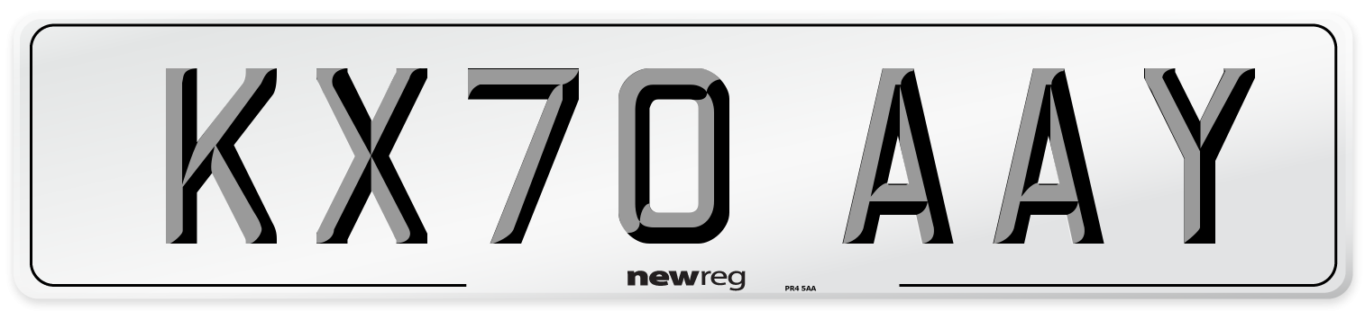 KX70 AAY Front Number Plate