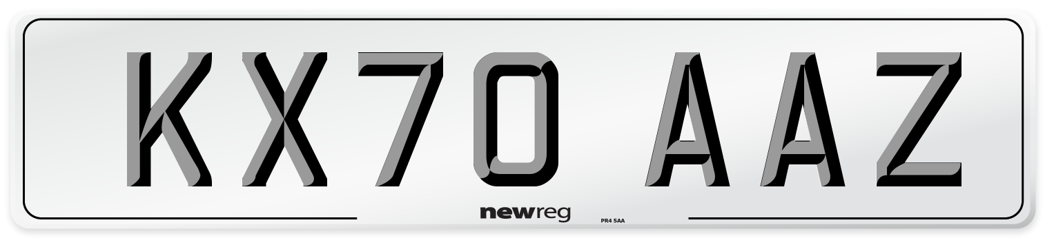 KX70 AAZ Front Number Plate