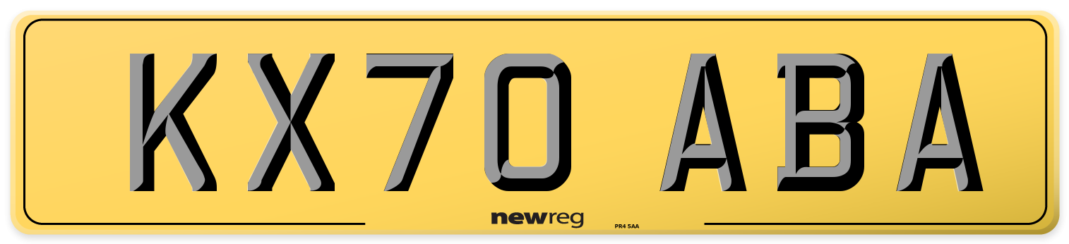 KX70 ABA Rear Number Plate