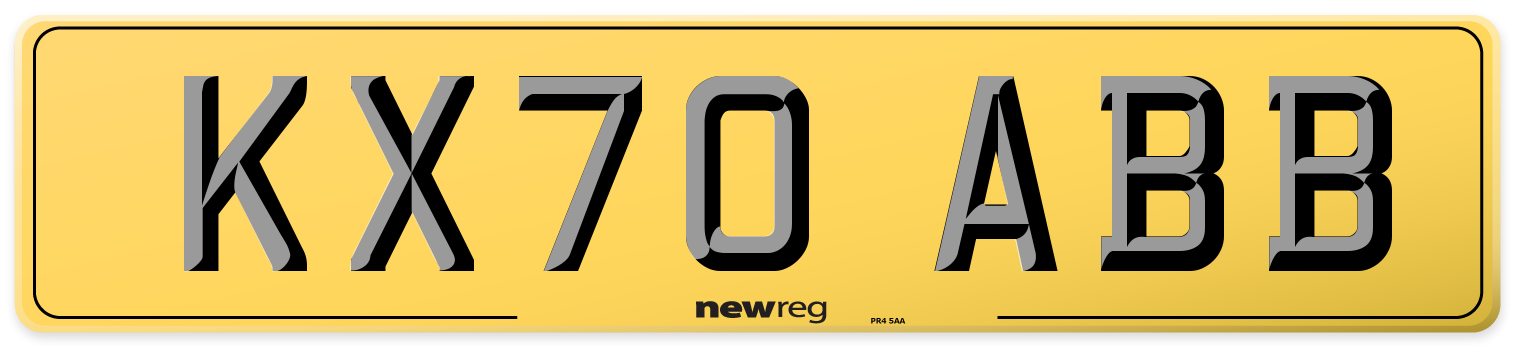 KX70 ABB Rear Number Plate