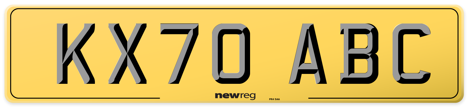 KX70 ABC Rear Number Plate