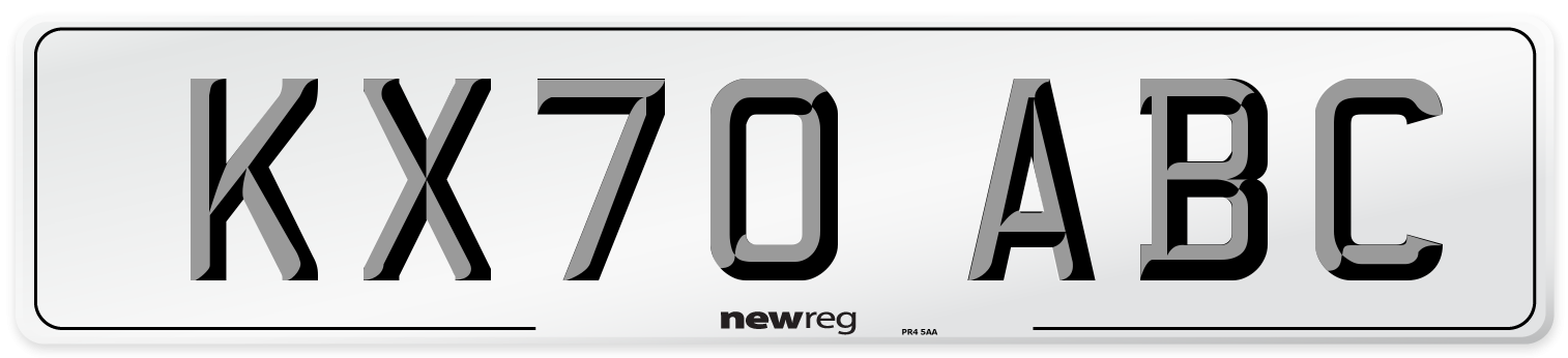 KX70 ABC Front Number Plate