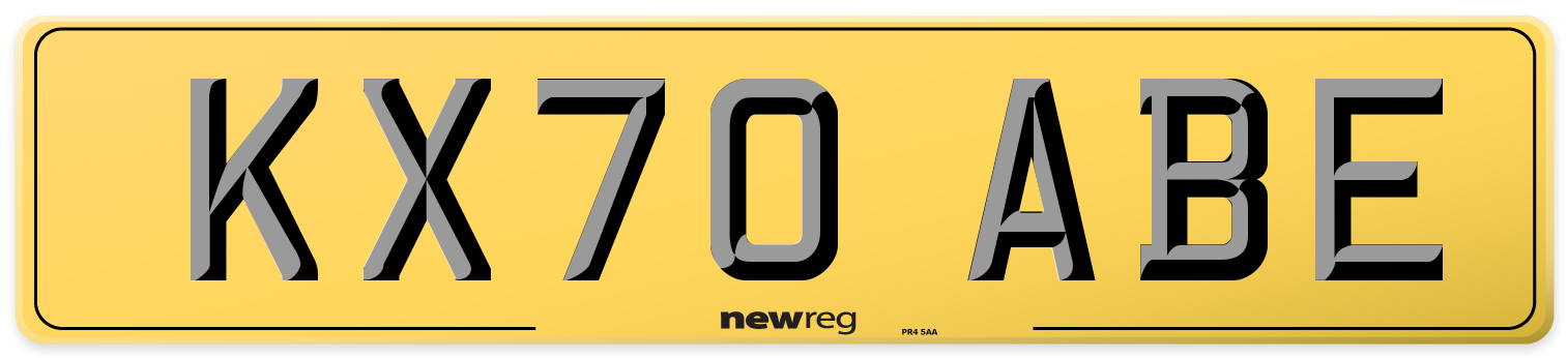 KX70 ABE Rear Number Plate