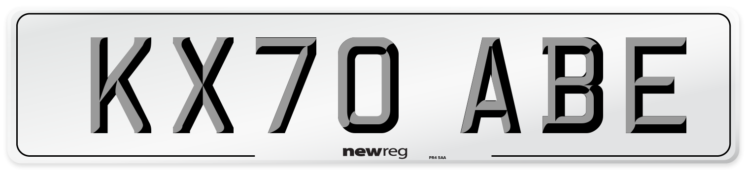 KX70 ABE Front Number Plate