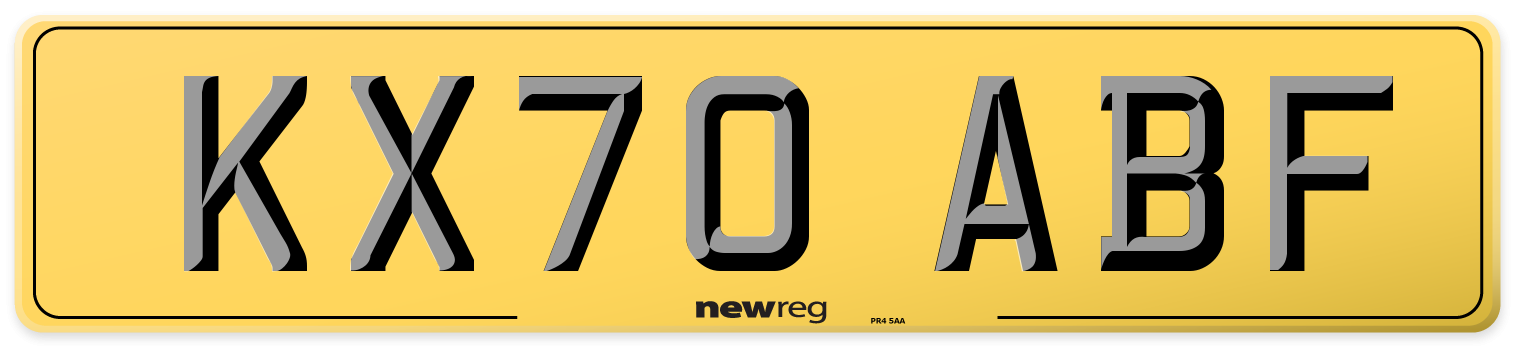 KX70 ABF Rear Number Plate