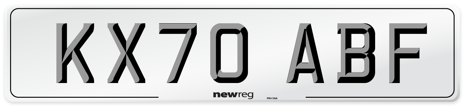 KX70 ABF Front Number Plate
