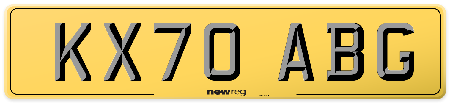 KX70 ABG Rear Number Plate