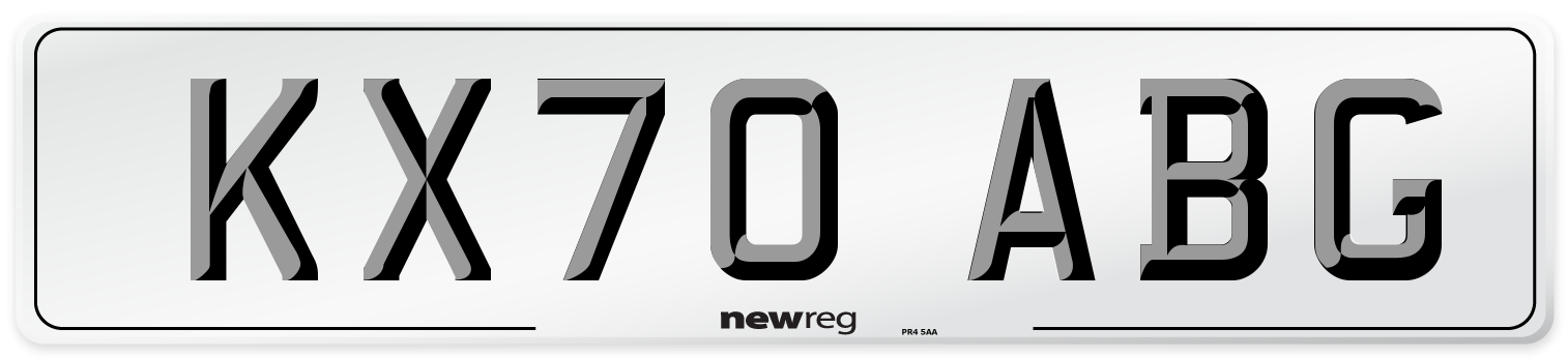 KX70 ABG Front Number Plate