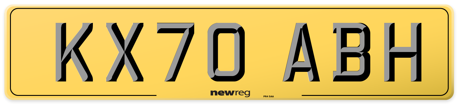 KX70 ABH Rear Number Plate