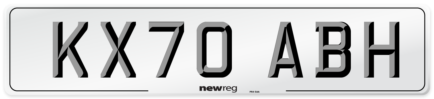 KX70 ABH Front Number Plate