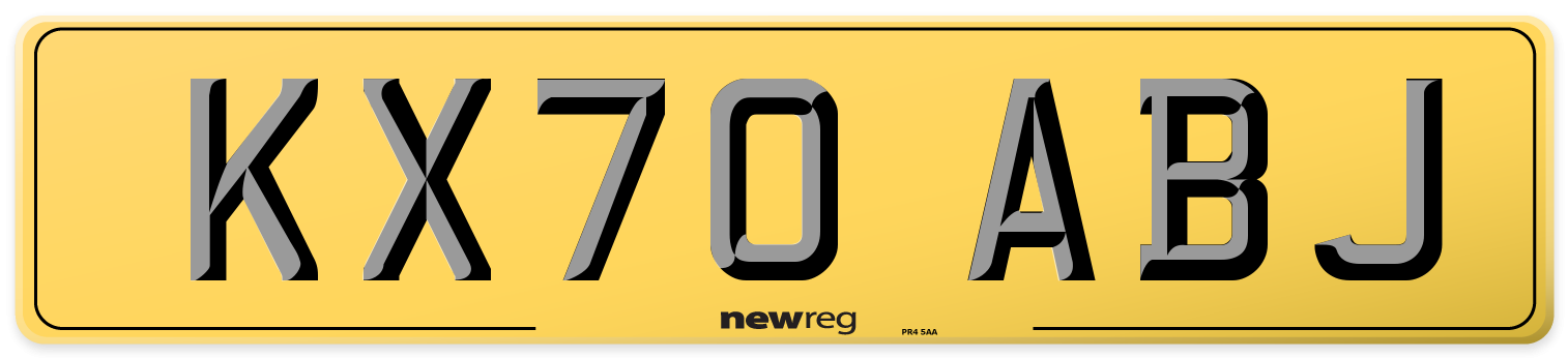 KX70 ABJ Rear Number Plate