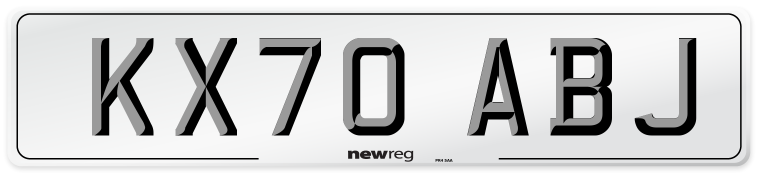 KX70 ABJ Front Number Plate