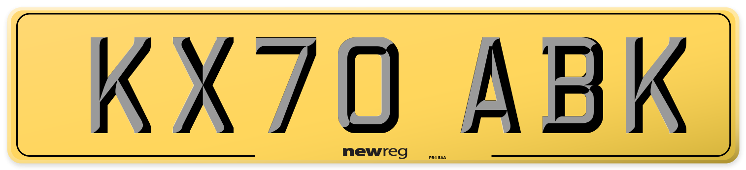 KX70 ABK Rear Number Plate