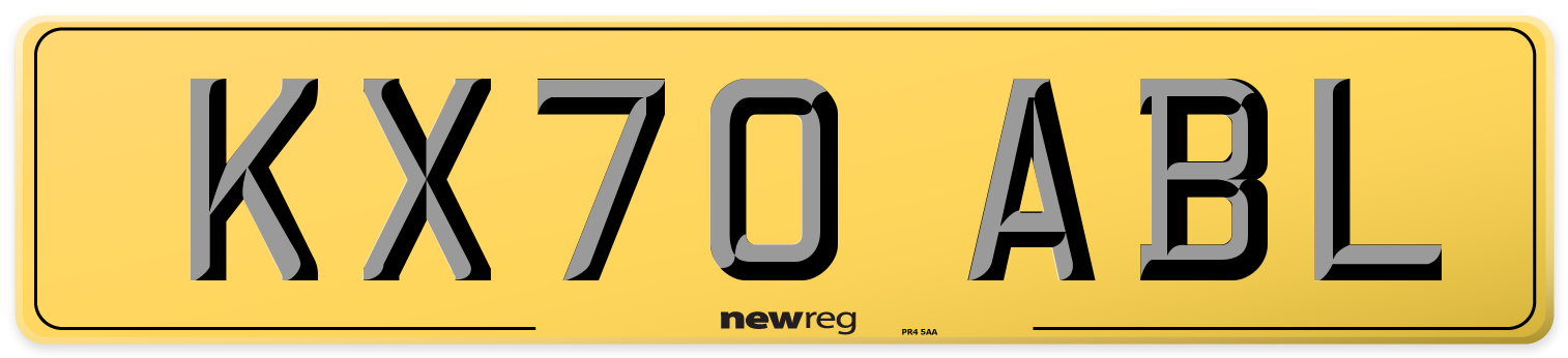 KX70 ABL Rear Number Plate