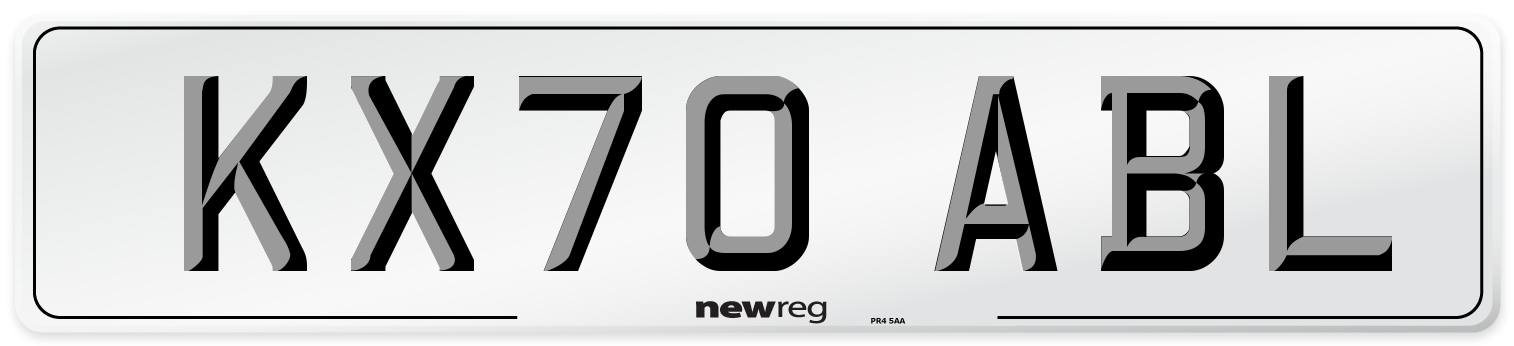 KX70 ABL Front Number Plate