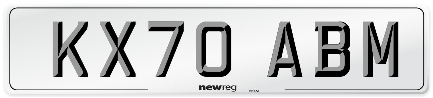KX70 ABM Front Number Plate