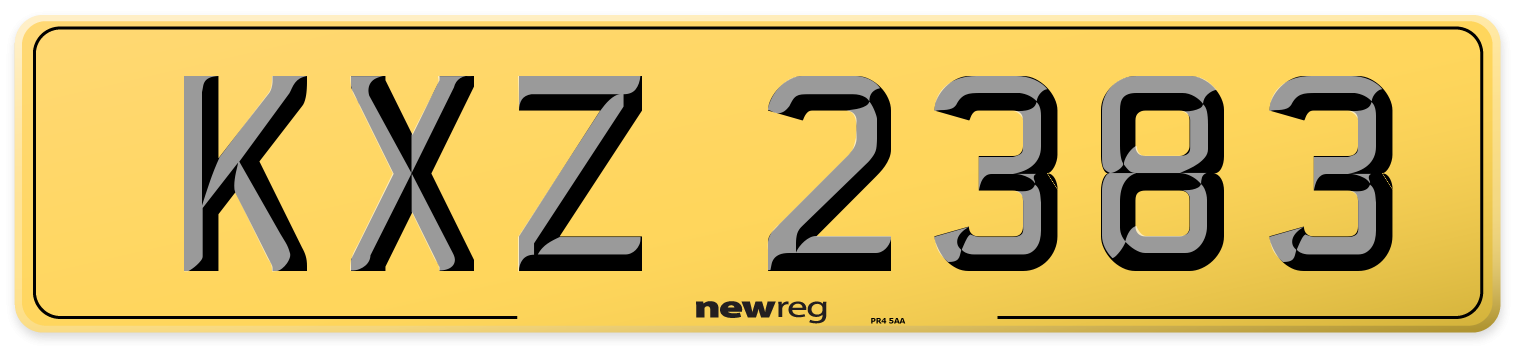 KXZ 2383 Rear Number Plate