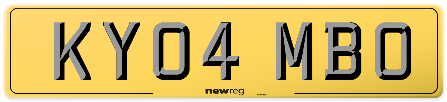 KY04 MBO Rear Number Plate
